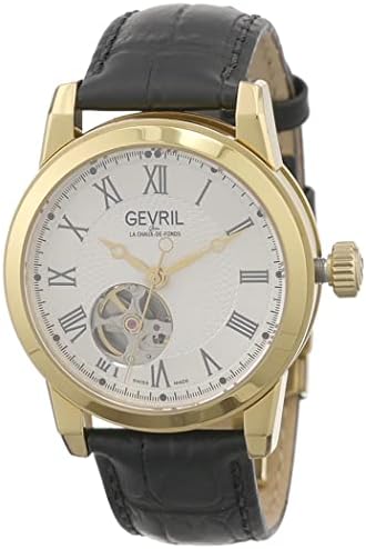 Gevril Men&#39;s Madison Swiss Automatic Watch, Genuine Italian Leather Strap