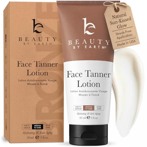 Face Tanner - USA Made with Natural & Organic Ingredients, Gradual Facial Self Tanner Lotion for Natural-Looking Fake Tan & Streak-Free Natural Glow