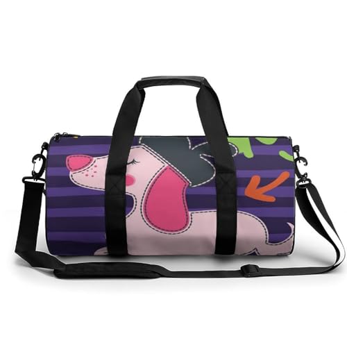 Sac de sport gym chien rose format duffel 45x23x23cm compact et resistant pour le weekend