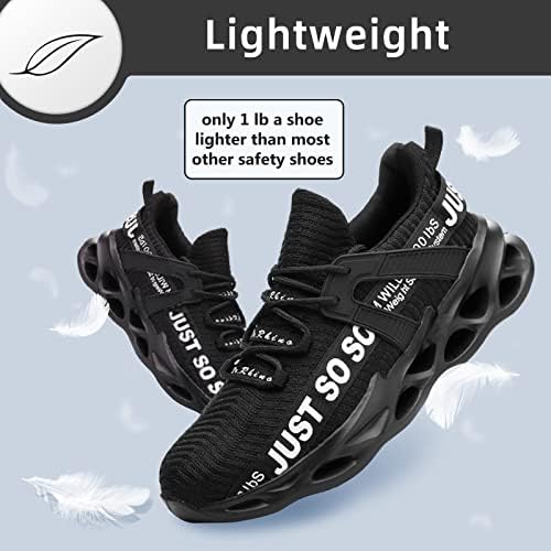 Furuian Steel Toe Shoes for Men Lightweight Women Safety Shoes Comfortable Steel Toe Sneakers, Black Size M13/W14.5 | Image 4