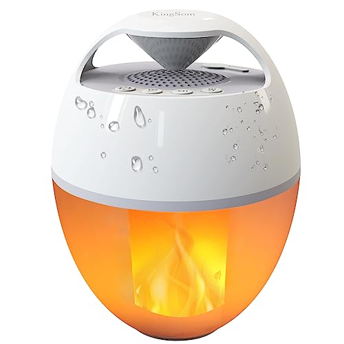 KingSom Bluetooth Lautsprecher mit Flammensimulation,Pool Lautsprecher mit Licht IP68 Wasserdicht Musikbox, Hi-Fi Stereo,Starkem Bass,Freisprechfunktion Tragbarer Lautsprecher für Dusche,Spa