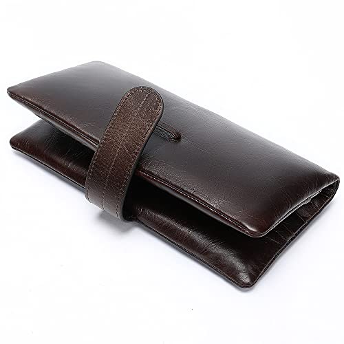 Zipper Men Long Wallet Vintage Cow Leather Male Clutch Purse Phone Card Holder Genuine Leather Mens Wallets,B-19 * 9cm(B)4