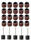 25Pcs Sanding Drum Kit with Rods, 1/2 Inch Abrasive Rotary Grinding Heads 40-320 Grit for Metal Wood Polishing, Mandrels for Dremel Rotary Tools(80 Grit)