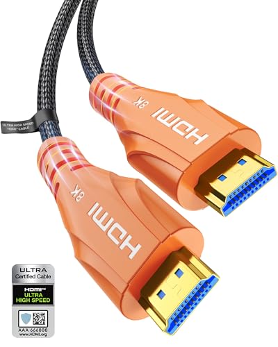 Image of Cratree 8K HDMI Cable - Certified 8K HDMI 2.1 Cord Ultra High Speed HDMI Cable,48Gbps Braided 8K 60hz,4K 120hz,eARC,HDCP 2.2&2.3 - Compatible for HDTV /PS5-15 FT