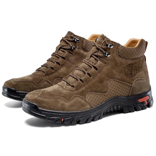 Image of FLYLAND Men's Chukka Boots Casual Leather Shoes Ankle Shoes Non Slip Breathable Comfortable Mid Top for Outdoor Driving Walking