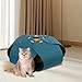 Baoblaze Semi Enclosed Cat Tunnel Bed Donut Tunnel Lightweight Sturdy Interactive Toy Cat Nest for Kitten Snooze Resting Sleeping, Dark Blue