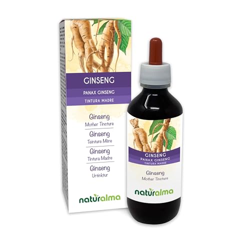 Ginseng (Panax ginseng) raíces Tintura Madre sin alcohol Naturalma - Extracto líquido gotas 200 ml - Complemento alimenticio - Vegano
