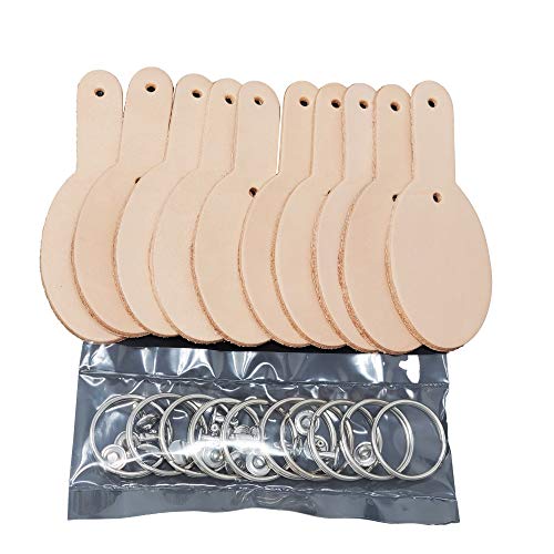 PITKA LEATHER Natural Leather Key Chain Kit,Blank Key Fobs, 10