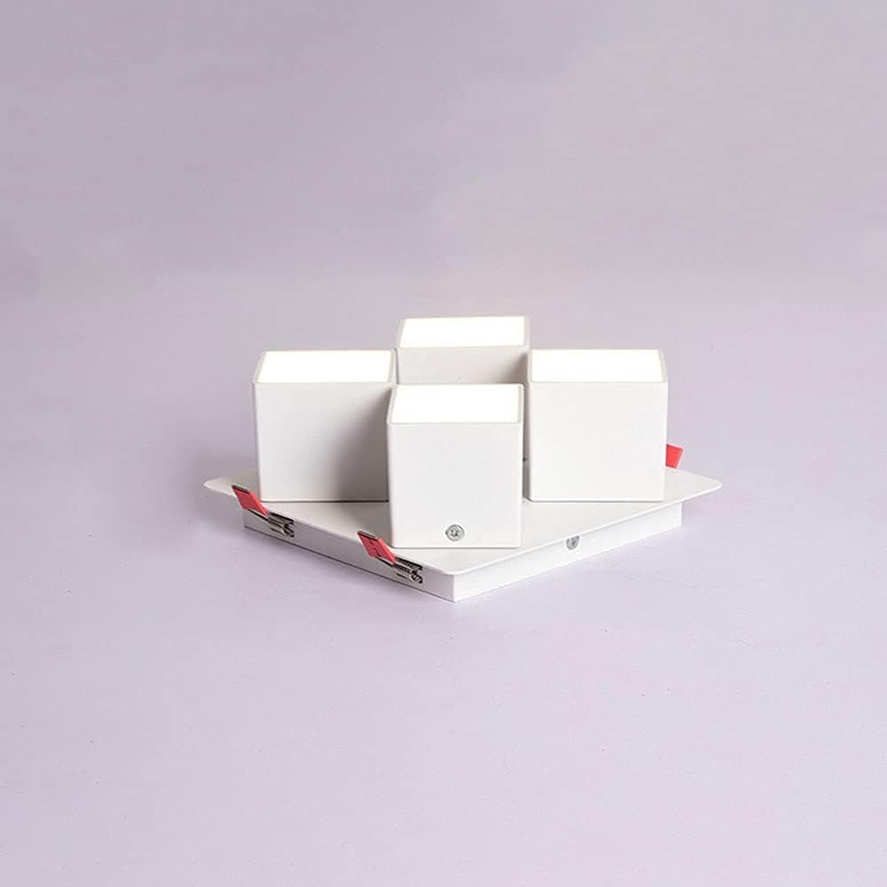 Spotlight,Led Ceiling Spotlight Fixture, 4-Light Recessed Ceiling Lighting Fixture Adjustable Flush Mount Downlight, Corridor Cloakroom Gallery Directional Spotlights Accent Lamps/3000K