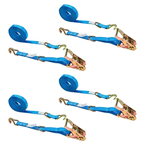 Ratchet Straps 1"x10 Ft 4-Pack – Blue J Hook & D-Ring