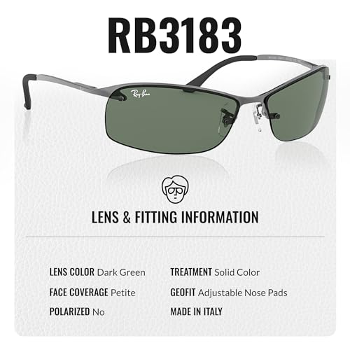 Image of Ray-Ban RB3183 Rectangle Shaped Sunglasses for Men with Official RAYBAN Eyewear Kit