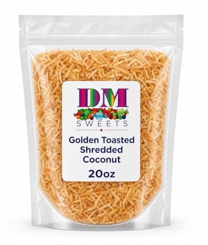 Premium Golden Toasted Shredded Coconut - 20 oz Bulk Bag of Fresh Dried Sweet Crunchy NON GMO Baking Topping