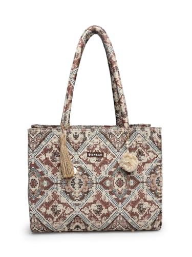 Image of ENSAC Women's Floral Print Tote Bag | Lightweight Handbag with Zipper Closure