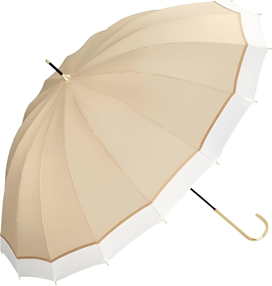 Long Handle Umbrella with 16 Ribs, Two-Tone Canopy Design, Curved Grip Handle, Classic Full-Size Umbrella for Men & Women, Suitable for Rainy & Sunny Day Outdoor, Travel & Daily Commute-image-24