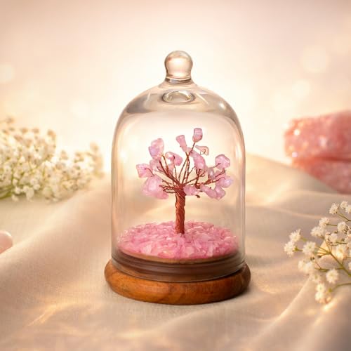 Image of Astrotalk Rose Quartz Dome Crystal Tree | Nurture Bonds & Inner Peace | Feng Shui Items for Good Luck | Housewarming Gifts | Aesthetic Home Decor Items | Valentine Gift for Girlfriend