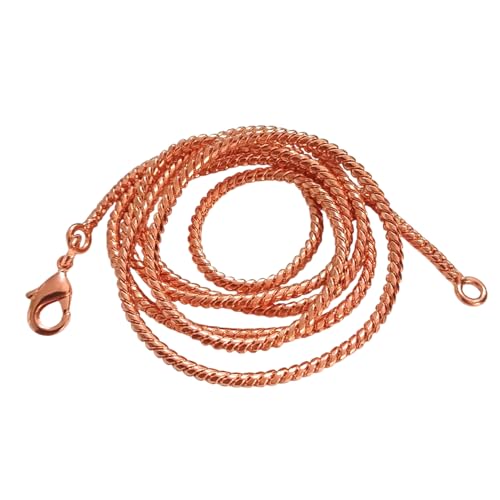 Pure Copper Italian Round Snake Chain Necklace for Men & Women, Solid Copper Statement Jewelry Gift, Multiple Lengths (16–26 Inch)