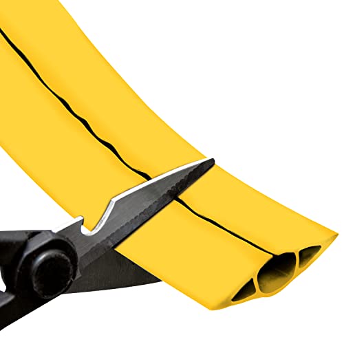 D-Line 6Ft Floor Cord Cover, Floor Cable Protector, Extension Cord Cover, Protect Wires & Prevent Cable Trips, Cable Management Solution - Cord Cavity = 0.63" (W) X 0.31" (H) - Safety Yellow #TOP4