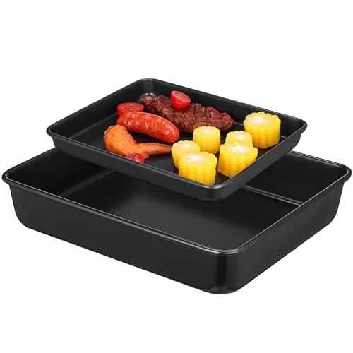 iplusmile Juego de 2 Bandejas de Horno Inoxidable Antiadherentes Resistentes y Ligeras para Cocinar y Hornear Utensilios de Cocina para Hogar y