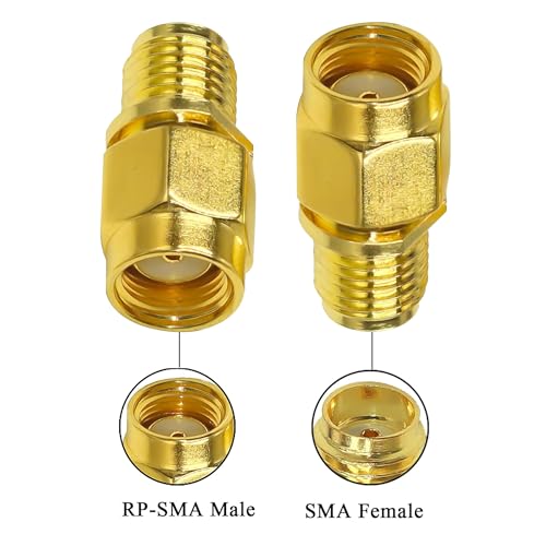 Image of TUOLNK 2PCS SMA Coax Connector Gender Changers, Female to RP-SMA Male Coaxial Adapter, Low Loss Coax Cable for Radio Antenna, Audio
