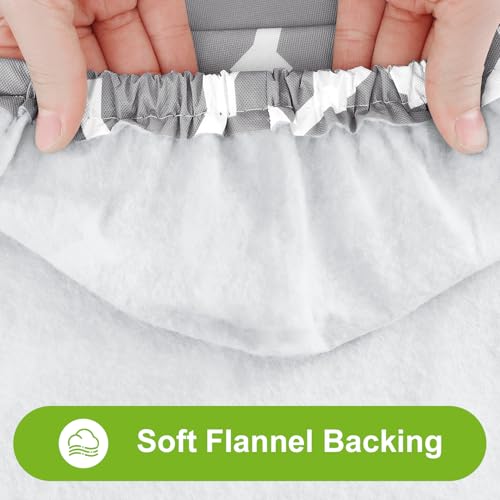 Smiry Rectangle Picnic Table Cover, Waterproof Elastic Fitted Camping Tablecloths for 6 Foot Tables, Wipeable Flannel Backed Vinyl Tablecloth Protector for Indoor, Outdoor (Grey, 30x72 Inches) - Image 6