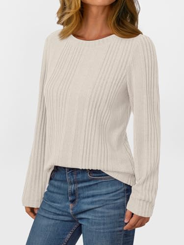 AUTOMET Long Sleeve Shirts for Women Casual Tunic Tops Loose Fit Lightweight Crew Neck Sweater Clothes 20254