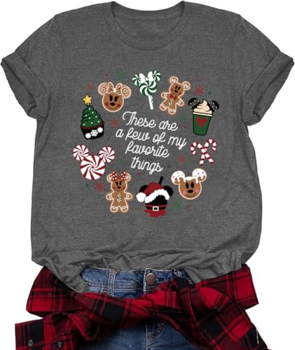 It's The Most Wonderful Time Christmas Shirts Women Santa Snowman Reindeer T-Shirts Xmas Graphic Tee Holiday Tops(269Grey,L)