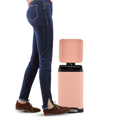 Image of happimess Betty Retro Mini 3.2 Gal Step Trash Can, Flamingo Pink