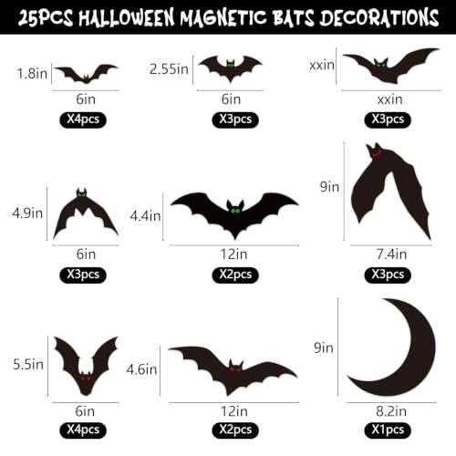 DAZONGE 25PCS Halloween Magnetic Stickers Bat Garage Door Decorations - image 4