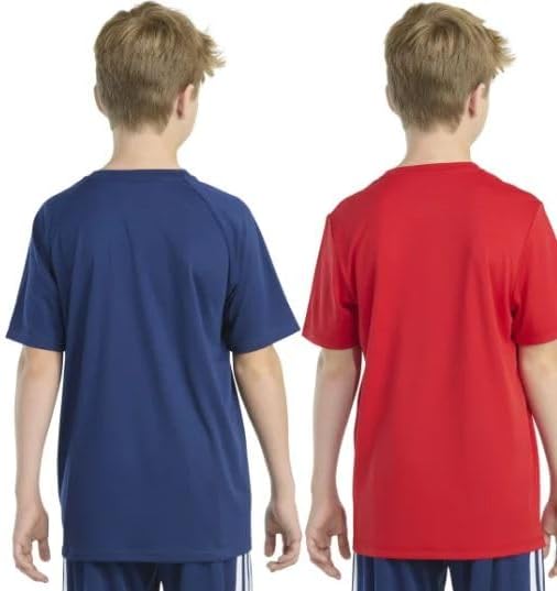 Adidas Boy's 2 Pack Performance Short Sleeve Tees (US, Alpha, Large, Regular, Navy and Red)