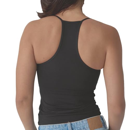 Klassy Network Solid Strappy Racerback Brami Tank-Top for Women - Built-in Bra Full Length U-Neck Tank with Spaghetti Straps3