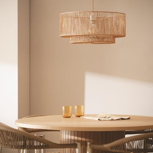 Lámpara de papel trenzado Dicenta E27 para renovar tu decoracion boho-chic de techo 6