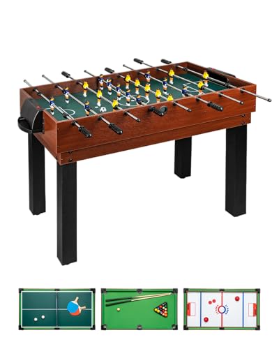 FANTASK 4 In 1 Spieltisch - Billard Tischtennis Air Hockey Kicker Kombination