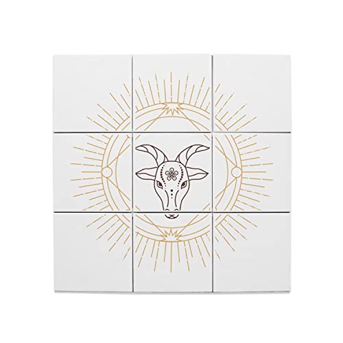 Carreaux Céramique Horoscope Chèvre 20x20cm Cadeau Anniversaire Original