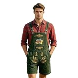 RUMAOZIA Premium Lederhose Herren Elegant Trachtenhose Kurz Trachtenlederhosen Oktoberfest Herren Outfit Für Set Trachtenlederhose Hosenträger Trachtenmode für Dress Up Party und Bierfest