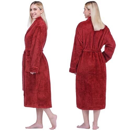 Image of PAVILIA Plush Robe for Women, Soft Fleece Long Spa Robe, Ladies Bathrobe with Pockets