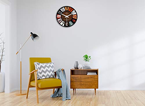 Image of IIK COLLECTION Plastic Designer Analogue Sweep Silent (No Tic-Tic Sound) Quartz Movement Round Wall Clock for Home, Wall Clock for Living Room, Bedroom, (12 X 12-inch, 30 cm x 30 cm x 6 cm)