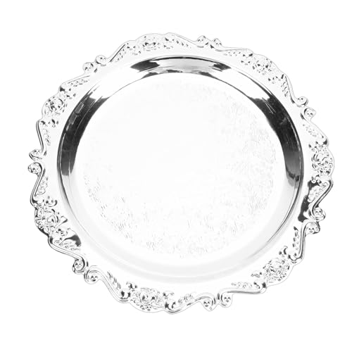 Image of Floral Engraved Mirror Decorative Tray Minimalist Design For Parties (25cm)