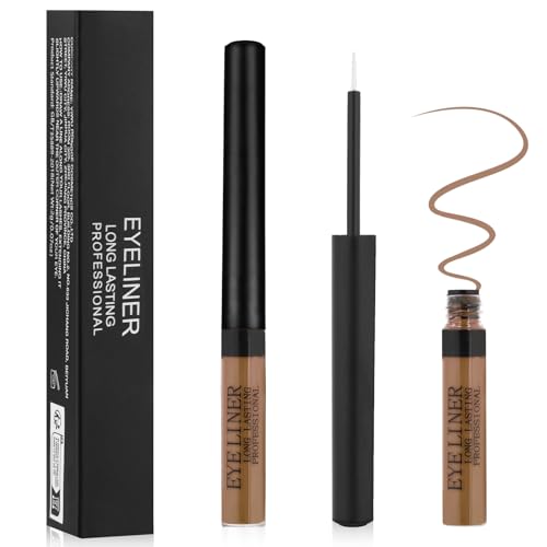 Aomig 24h-Wasserfester Eyeliner Präziser Veganer Eyeliner Flissig mit Langzeit-Halt Smudge-Proof Formel Matt Eye-liner Sanfte Kajalstifte empfindliche Augen perfekt Täglich Maskenbildner (Braun, 2g)