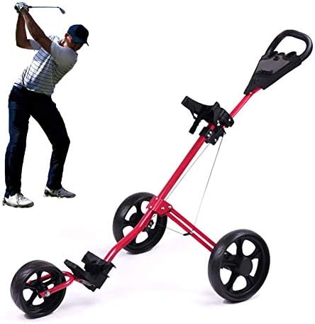 FXQIN Lightweight Foldable Golf Trolley, Golf Push Cart with Adjustable Push Handle, Foot Brake, and Scorecard, 2 Wheel Push Pull Golf Cart,ONE Second to Open & Close