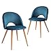Mc Haus Luna - Pack 2 Sedie Sala da Pranzo Stile Scandinavo Salotto Sedile Rivestimento in Tessuto Colore Azzurro Cielo e Gambe in Metallo Effetto Legno, 49x46x76 cm