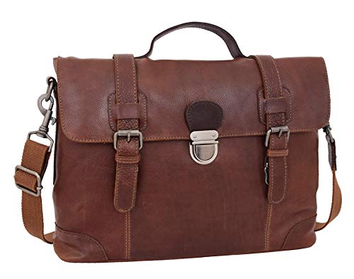 Sacoche pour homme en cuir de vachette véritable marron, mallette de travail format medium