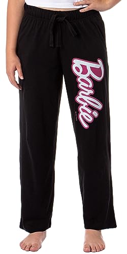 Mattel Womens' Classic Barbie Logo Icon Print Sleep Pajama Pants (Large) Black