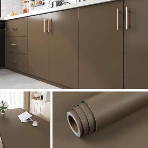 Papel tapiz autoadhesivo vinilo marrón oscuro extraíble lavable 2