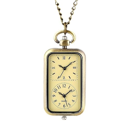 KJMWXOP Montre de Poche Vintage en Bronze à Quartz, Style Steampunk, Double Fuseau horaire, for Homme et Femme, Cadeau de Noël, de Remise de diplôme,...