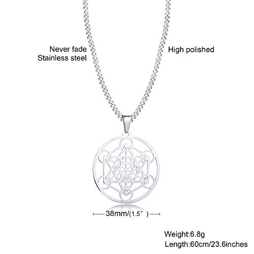 Vnox Metatron¡¯S Cube Pendant Choker Statement Necklace For Men Boys Talisman Pendant Amulet Jewelry #TOP1
