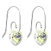 Clear Aurora Borealis AB Swarovski Elements Crystal Love Heart Sterling Silver Swirl Hook Dangle Earrings
