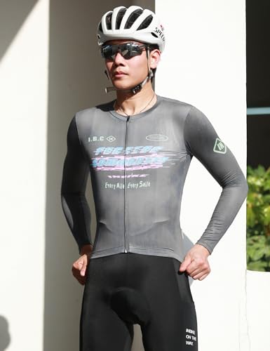 INBIKE Maillot Ciclismo Bicicleta de Carretera Maillot Bicicleta de Montaña Manga Larga con 3 Bolsillos Hombres MTB Jesery Elástico Transpirable UV-Protect Secado Rápido Gris Oscuro,L - imagen 8