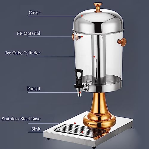 Dispensador de bebidas de acero inoxidable con grifo, dispensador de bebidas de gran capacidad, dispensador de jugo sellado, para desayuno, bufé, bares, hoteles, dorado, 8 L