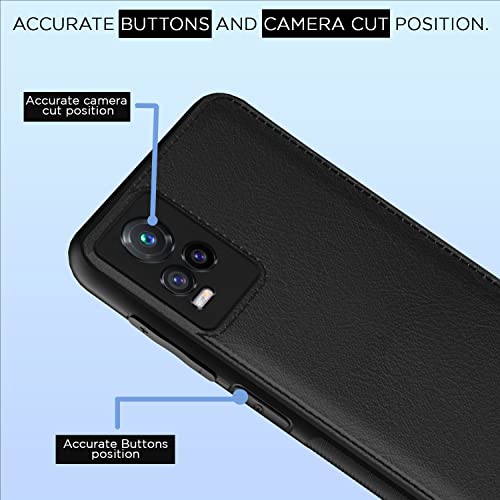 Image of Pikkme Vivo V20 Back Cover Flexible Faux Leather Super Soft-Touch Bumper Case Lightweight Slim Camera Protection Cover (Black)
