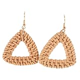 MOKKHNB Pendientes De Ratán Hechos Mano Para Mujer Estilo Étnico Bohemio Vintage Diseño Geométrico Exagerado Cierre Cómodo Para Verano